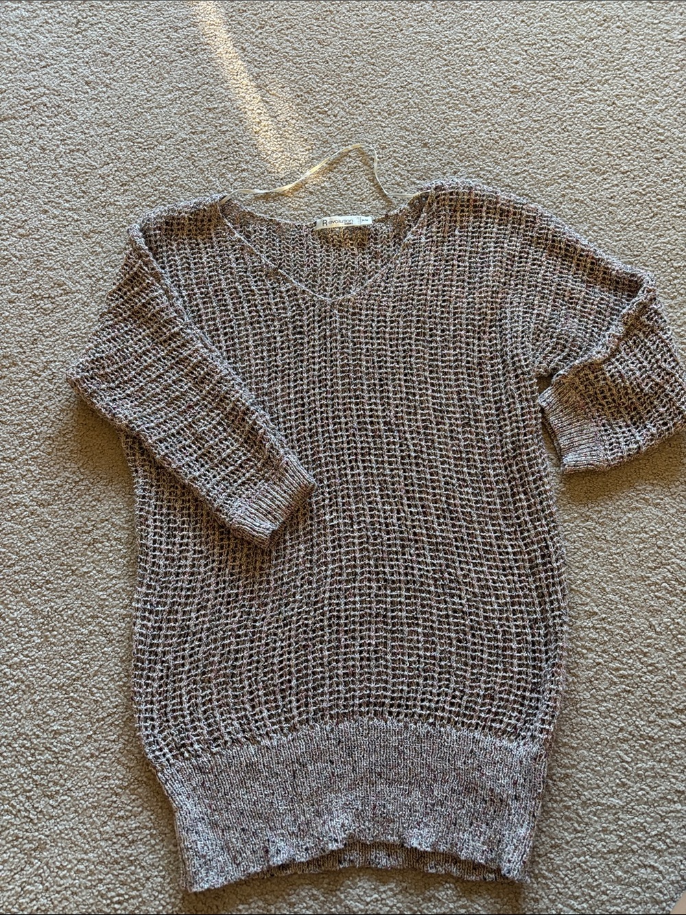 Ricki's Open-Weave V-Neck Sweater in Light pink